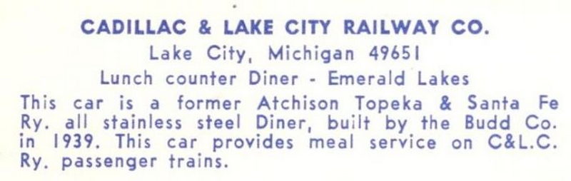 Cadillac and Lake City Rail - Vintage Postcard (newer photo)